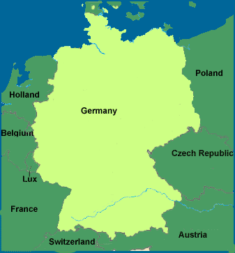Germany is coloured yellow