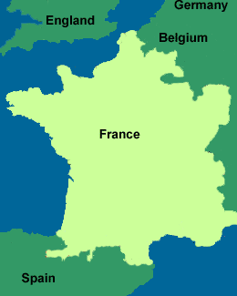France is coloured yellow