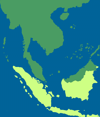 Indonesia is coloured yellow