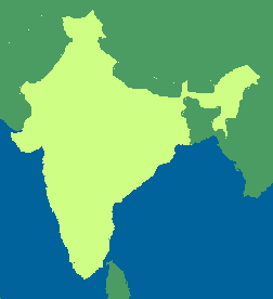 India is coloured yellow