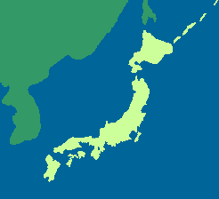 Japan is coloured yellow